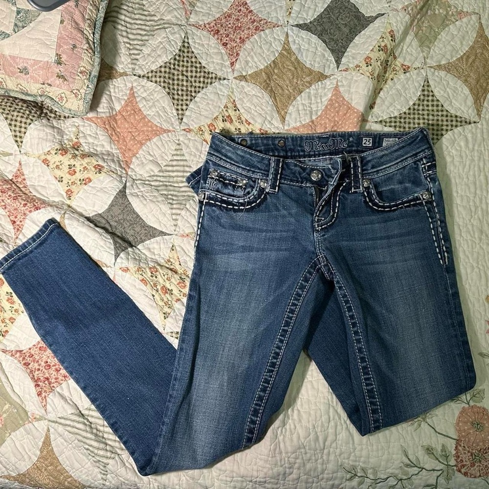 Miss Me Indigo Skinny Jeans with Embellished Pockets